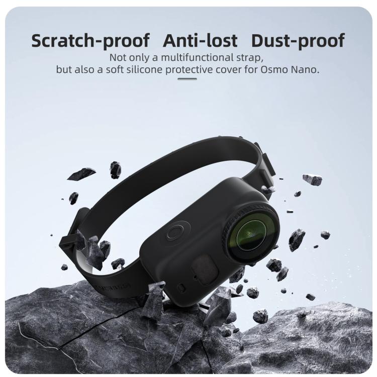 For DJI Osmo Nano Sunnylife Wristband Expansion Band Silicone Protective Cover Backpack Bicycle Strap Cat Collar (Black) - Case & Bags by Sunnylife | Online Shopping UK | buy2fix