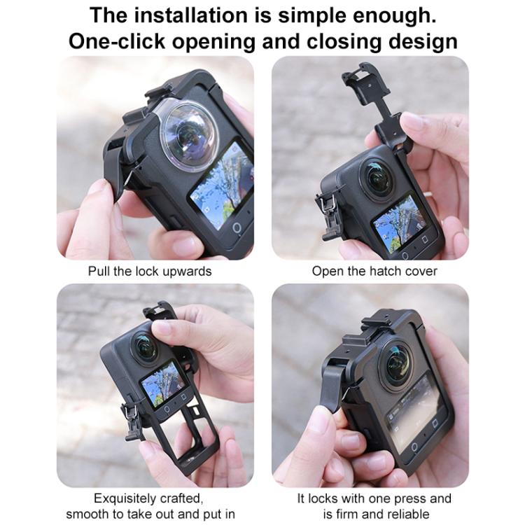 For DJI Osmo 360 PC Plastic Cage Frame with Cold Shoe (Black) - Protection Frame by buy2fix | Online Shopping UK | buy2fix