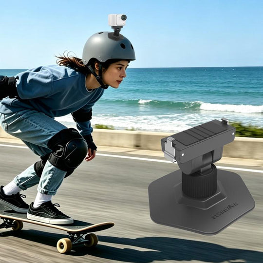 For Insta360 GO Ultra Sunnylife Magnetic Flexible Adhesive Helmet Mount Base Quick-Release Action Camera Holder (Black)