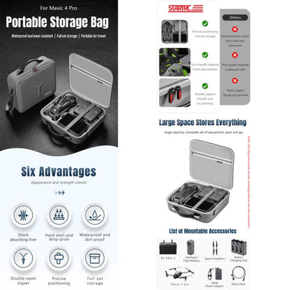 For DJI Mavic 4 Pro / RC Pro 2 STARTRC All-rounder Shoulder PU Storage Bag Handbag (Grey) - Backpacks & Bags by STARTRC | Online Shopping UK | buy2fix