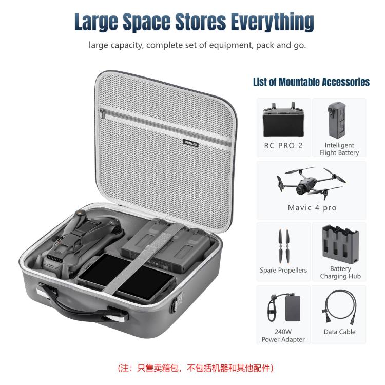 For DJI Mavic 4 Pro / RC Pro 2 STARTRC All-rounder Shoulder PU Storage Bag Handbag (Grey) - Backpacks & Bags by STARTRC | Online Shopping UK | buy2fix