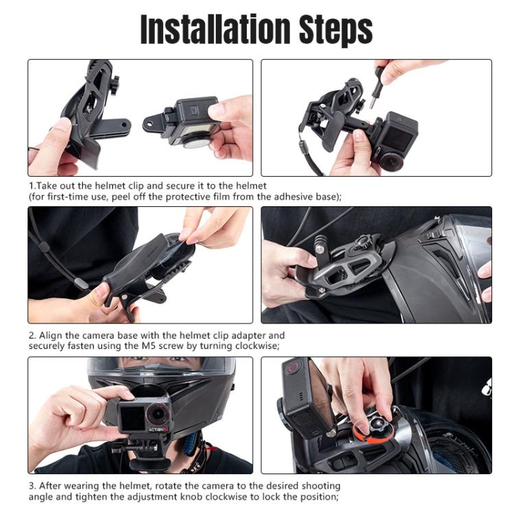 STARTRC Helmet Chin Mount Clip For GoPro, Insta360, DJI and Other Action Cameras (Black) - Mount & Holder by STARTRC | Online Shopping UK | buy2fix