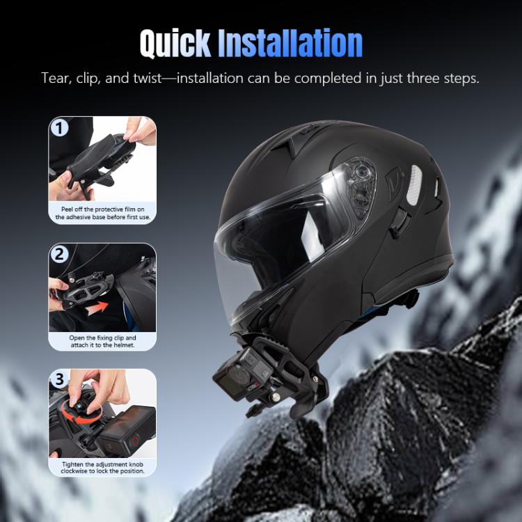 STARTRC Helmet Chin Mount Clip For GoPro, Insta360, DJI and Other Action Cameras (Black) - Mount & Holder by STARTRC | Online Shopping UK | buy2fix