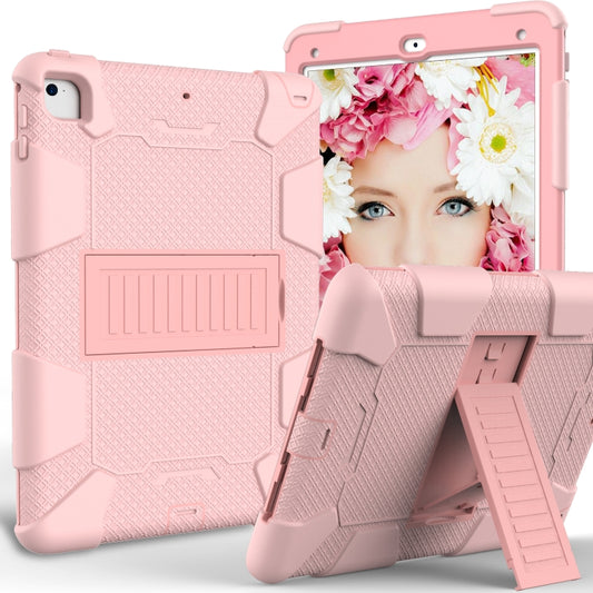 Shockproof Two-color Silicone Protection Shell for iPad 9.7(2018) & 9.7(2017) & Air 2, with Holder(Rose Gold) - iPad 9.7 (2018) & (2017) Cases by buy2fix | Online Shopping UK | buy2fix