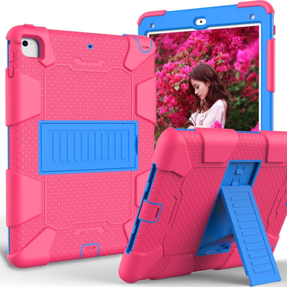 Shockproof Two-color Silicone Protection Shell for iPad 9.7(2018) & 9.7(2017) & Air 2, with Holder(Rose Red+Blue) - iPad 9.7 (2018) & (2017) Cases by buy2fix | Online Shopping UK | buy2fix