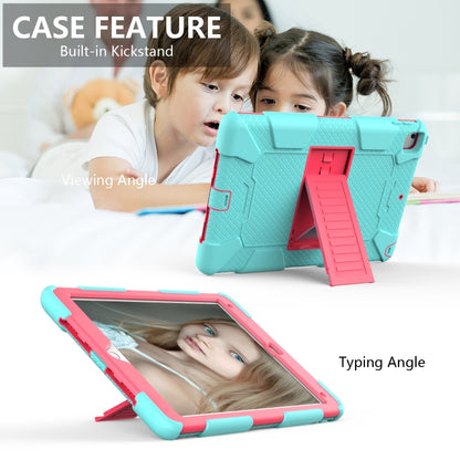 Shockproof Two-color Silicone Protection Shell for iPad 9.7(2018) & 9.7(2017) & Air 2, with Holder(Mint Green+Rose Red) - iPad 9.7 (2018) & (2017) Cases by buy2fix | Online Shopping UK | buy2fix