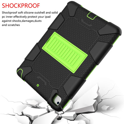 Shockproof Two-color Silicone Protection Shell for iPad 9.7(2018) & 9.7(2017) & Air 2, with Holder(Black+Yellow-green) - iPad 9.7 (2018) & (2017) Cases by buy2fix | Online Shopping UK | buy2fix