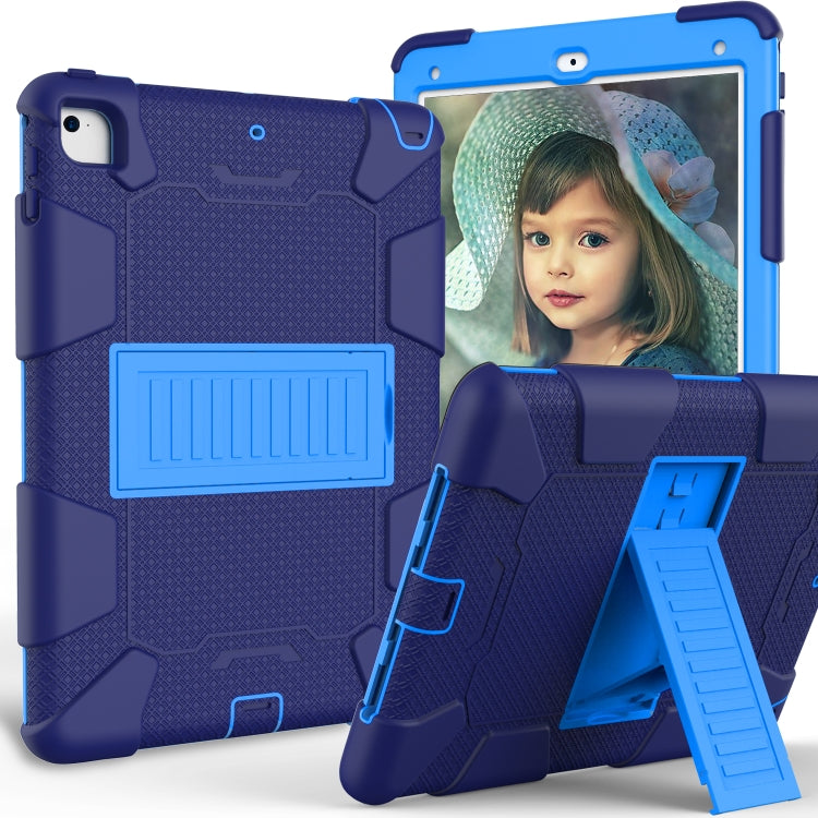 Shockproof Two-color Silicone Protection Shell for iPad 9.7(2018) & 9.7(2017) & Air 2, with Holder(Navy Blue+Blue) - iPad 9.7 (2018) & (2017) Cases by buy2fix | Online Shopping UK | buy2fix