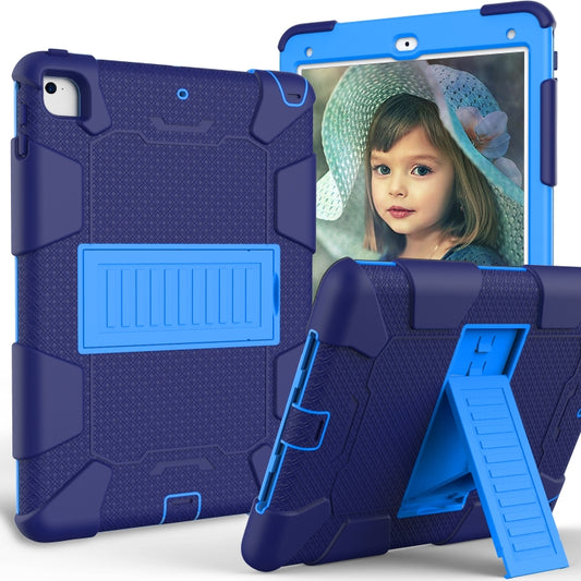 Shockproof Two-color Silicone Protection Shell for iPad 9.7(2018) & 9.7(2017) & Air 2, with Holder(Navy Blue+Blue) - iPad 9.7 (2018) & (2017) Cases by buy2fix | Online Shopping UK | buy2fix
