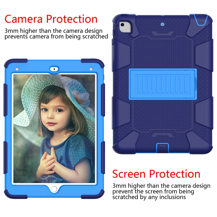 Shockproof Two-color Silicone Protection Shell for iPad 9.7(2018) & 9.7(2017) & Air 2, with Holder(Navy Blue+Blue) - iPad 9.7 (2018) & (2017) Cases by buy2fix | Online Shopping UK | buy2fix