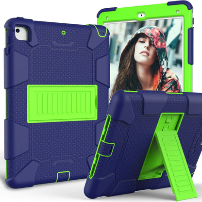 Shockproof Two-color Silicone Protection Shell for iPad 9.7(2018) & 9.7(2017) & Air 2, with Holder(Navy Blue+Yellow-green) - iPad 9.7 (2018) & (2017) Cases by buy2fix | Online Shopping UK | buy2fix