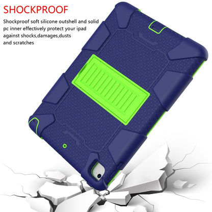 Shockproof Two-color Silicone Protection Shell for iPad 9.7(2018) & 9.7(2017) & Air 2, with Holder(Navy Blue+Yellow-green) - iPad 9.7 (2018) & (2017) Cases by buy2fix | Online Shopping UK | buy2fix