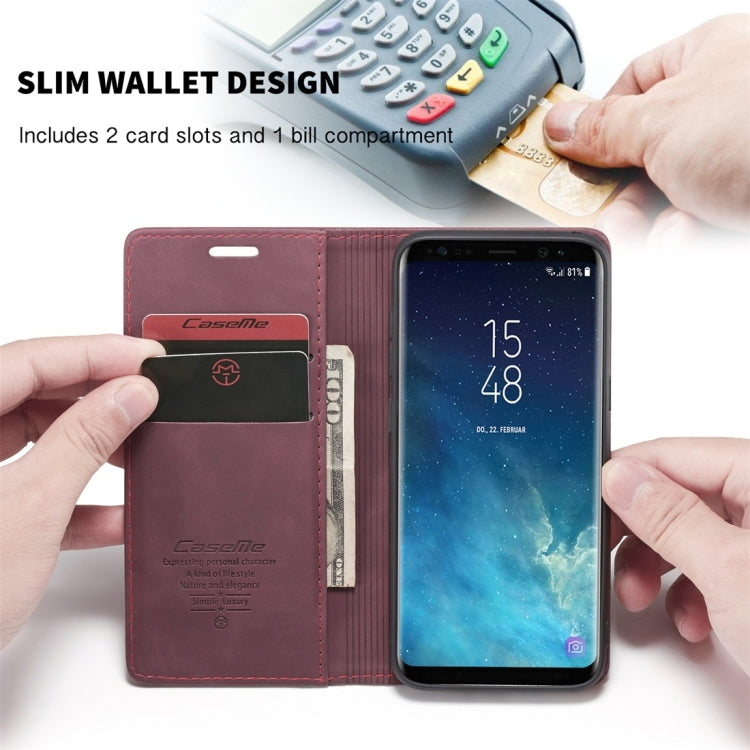 CaseMe-013 Multifunctional Retro Frosted Horizontal Flip Leather Case with Card Slot & Holder & Wallet for Galaxy S8(Wine Red) - Galaxy Phone Cases by CaseMe | Online Shopping UK | buy2fix