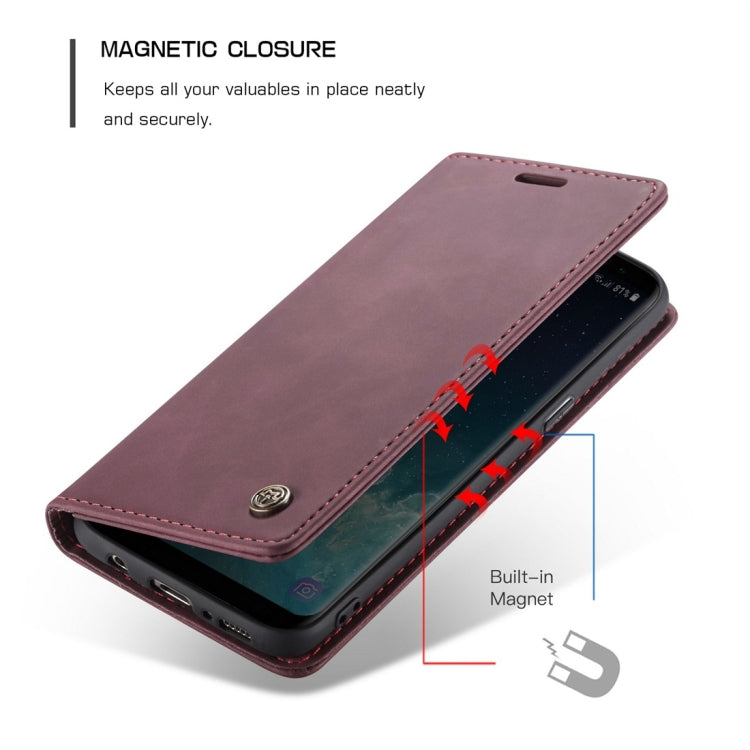 CaseMe-013 Multifunctional Retro Frosted Horizontal Flip Leather Case with Card Slot & Holder & Wallet for Galaxy S8(Wine Red) - Galaxy Phone Cases by CaseMe | Online Shopping UK | buy2fix