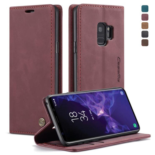 CaseMe-013 Multifunctional Retro Frosted Horizontal Flip Leather Case with Card Slot & Holder & Wallet for Galaxy S9(Wine Red) - Galaxy Phone Cases by CaseMe | Online Shopping UK | buy2fix