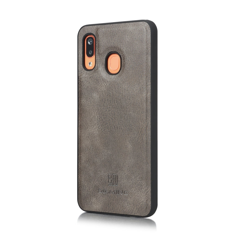 For Galaxy A20 & A30 & M10s DG.MING Crazy Horse Texture Flip Detachable Magnetic Leather Case with Holder & Card Slots & Wallet(Gray) - Galaxy Phone Cases by DG.MING | Online Shopping UK | buy2fix