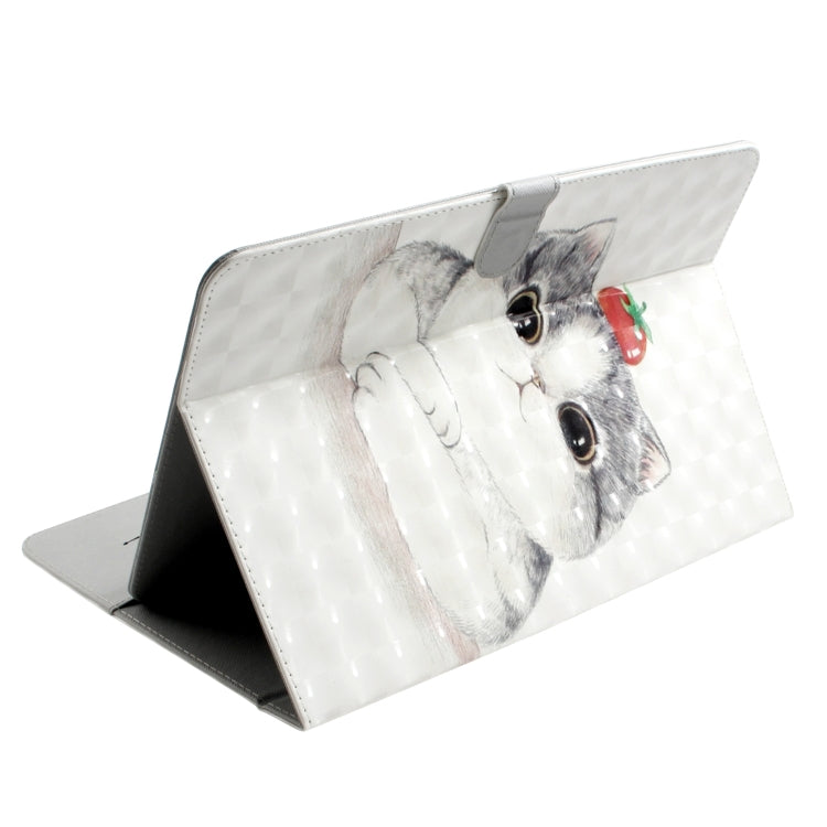 3D Colored Drawing Universal Horizontal Flip Leather Case, with Holder & Card Slot & Wallet for 7 inch Tablet PC(Cute Cat) - 7 inch by buy2fix | Online Shopping UK | buy2fix