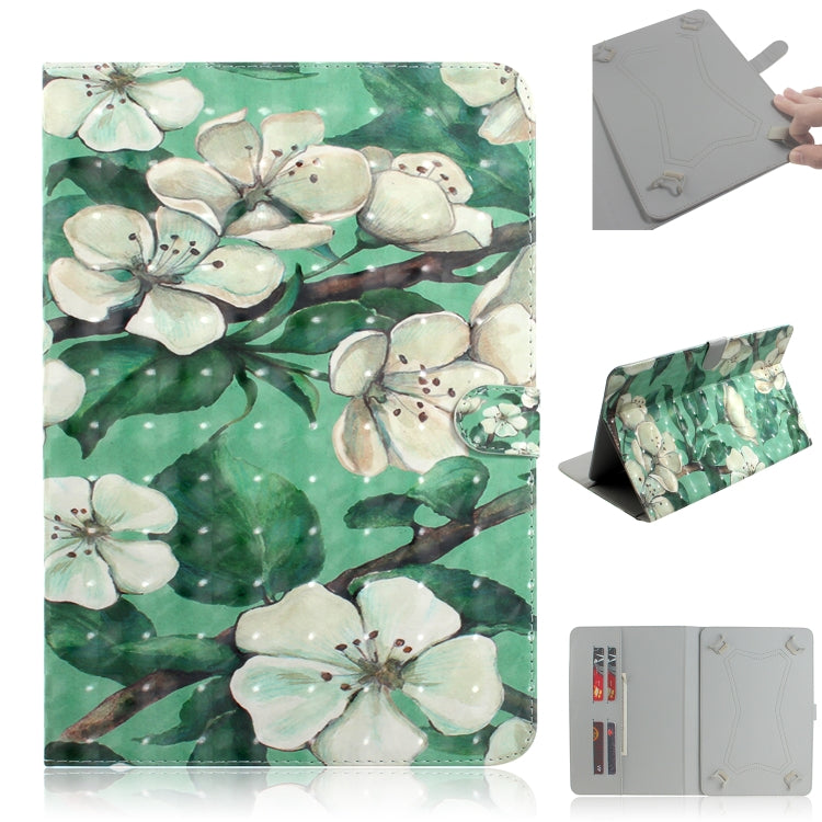 3D Colored Drawing Universal Horizontal Flip Leather Case, with Holder & Card Slot & Wallet for 8 inch Tablet PC(Watercolor Flower) - 8 inch by buy2fix | Online Shopping UK | buy2fix