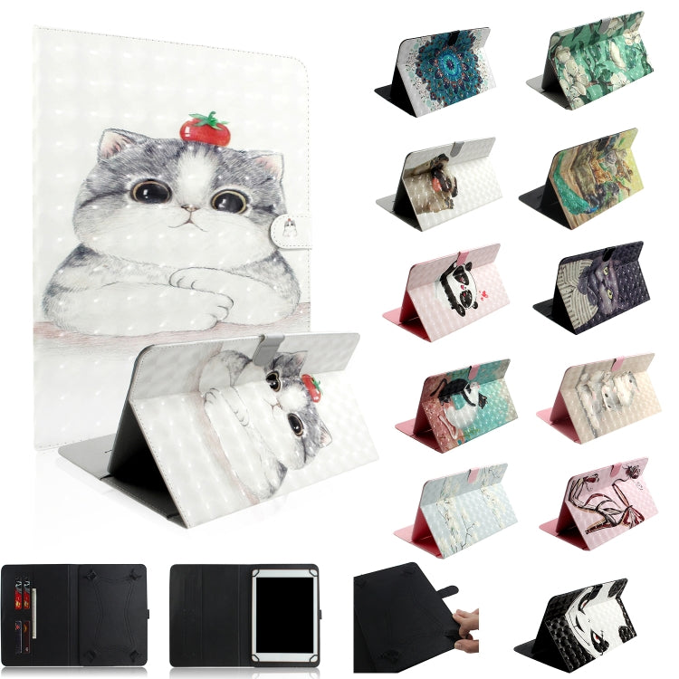 3D Colored Drawing Universal Horizontal Flip Leather Case, with Holder & Card Slot & Wallet for 8 inch Tablet PC(Watercolor Flower) - 8 inch by buy2fix | Online Shopping UK | buy2fix