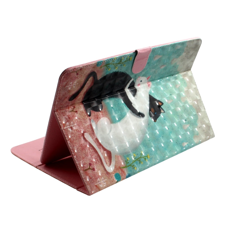 3D Colored Drawing Universal Horizontal Flip Leather Case, with Holder & Card Slot & Wallet for 10 inch Tablet PC(Black White Cat) - 10 - 11 inch by buy2fix | Online Shopping UK | buy2fix