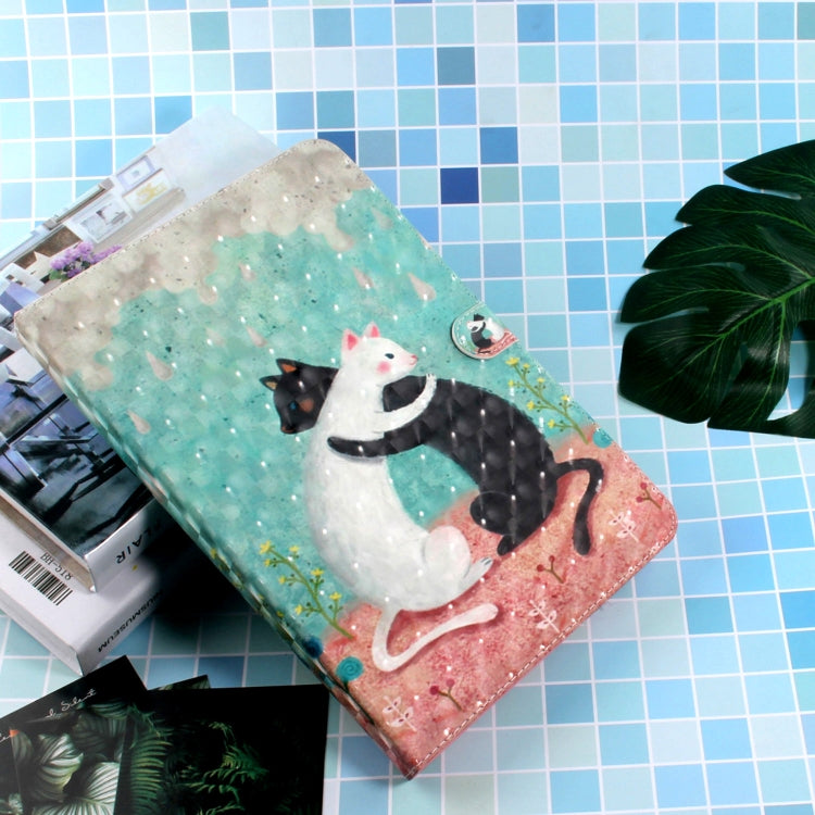 3D Colored Drawing Universal Horizontal Flip Leather Case, with Holder & Card Slot & Wallet for 10 inch Tablet PC(Black White Cat) - 10 - 11 inch by buy2fix | Online Shopping UK | buy2fix