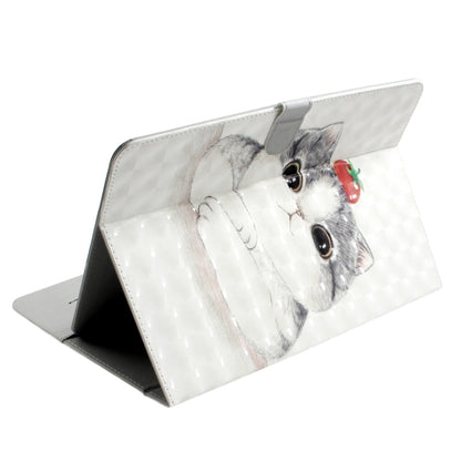 3D Colored Drawing Universal Horizontal Flip Leather Case, with Holder & Card Slot & Wallet for 10 inch Tablet PC(Cute Cat) - 10 - 11 inch by buy2fix | Online Shopping UK | buy2fix