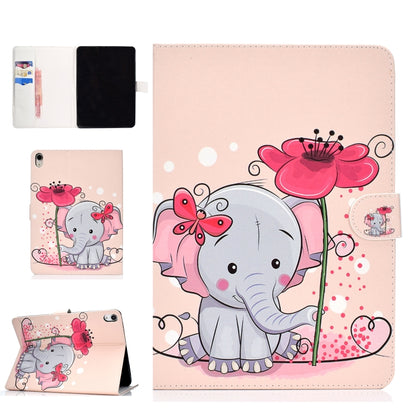 Colored Pattern Drawing Horizontal Flip PU Leather Case with Three-folding Holder & Sleep / Wake-up Function for iPad Pro 11(Elephant flower) - iPad Pro 11 (2018) Cases by buy2fix | Online Shopping UK | buy2fix