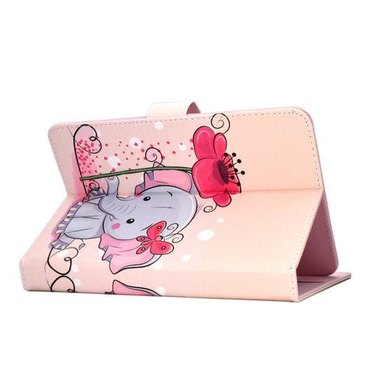 Colored Pattern Drawing Horizontal Flip PU Leather Case with Three-folding Holder for 7 inch Tablet PC(Elephant flowers) - 7 inch by buy2fix | Online Shopping UK | buy2fix
