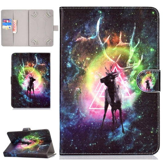 Colored Pattern Drawing Horizontal Flip PU Leather Case with Three-folding Holder for 7 inch Tablet PC(Nebula deer) - 7 inch by buy2fix | Online Shopping UK | buy2fix