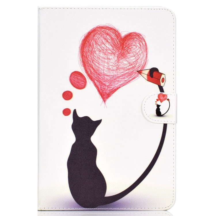 Colored Pattern Drawing Horizontal Flip PU Leather Case with Three-folding Holder for 8 inch Tablet PC(Love cats) - 8 inch by buy2fix | Online Shopping UK | buy2fix
