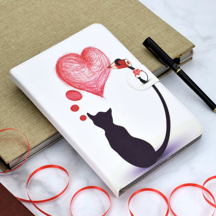 Colored Pattern Drawing Horizontal Flip PU Leather Case with Three-folding Holder for 8 inch Tablet PC(Love cats) - 8 inch by buy2fix | Online Shopping UK | buy2fix