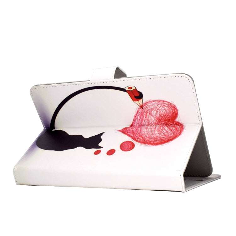 Colored Pattern Drawing Horizontal Flip PU Leather Case with Three-folding Holder for 8 inch Tablet PC(Love cats) - 8 inch by buy2fix | Online Shopping UK | buy2fix