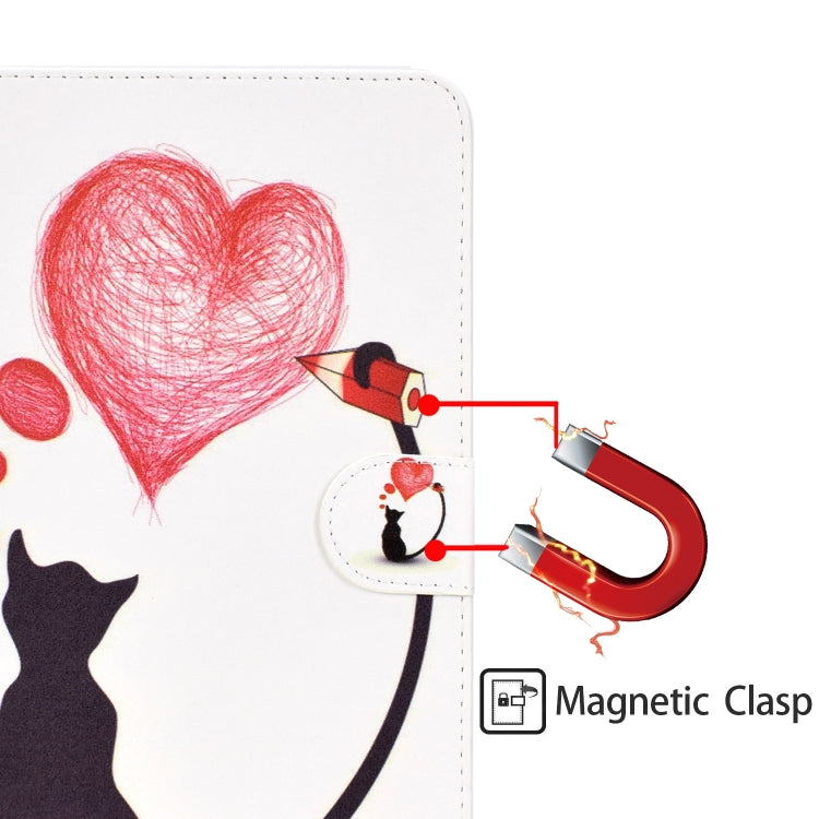 Colored Pattern Drawing Horizontal Flip PU Leather Case with Three-folding Holder for 8 inch Tablet PC(Love cats) - 8 inch by buy2fix | Online Shopping UK | buy2fix