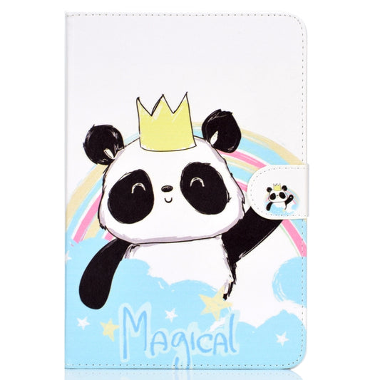 Colored Pattern Drawing Horizontal Flip PU Leather Case with Three-folding Holder for 10 inch Tablet PC(Crown of panda) - 10 - 11 inch by buy2fix | Online Shopping UK | buy2fix