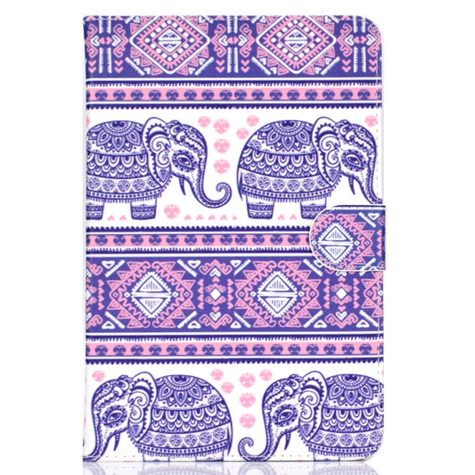 Colored Pattern Drawing Horizontal Flip PU Leather Case with Three-folding Holder for 10 inch Tablet PC(Totem elephants) - 10 - 11 inch by buy2fix | Online Shopping UK | buy2fix