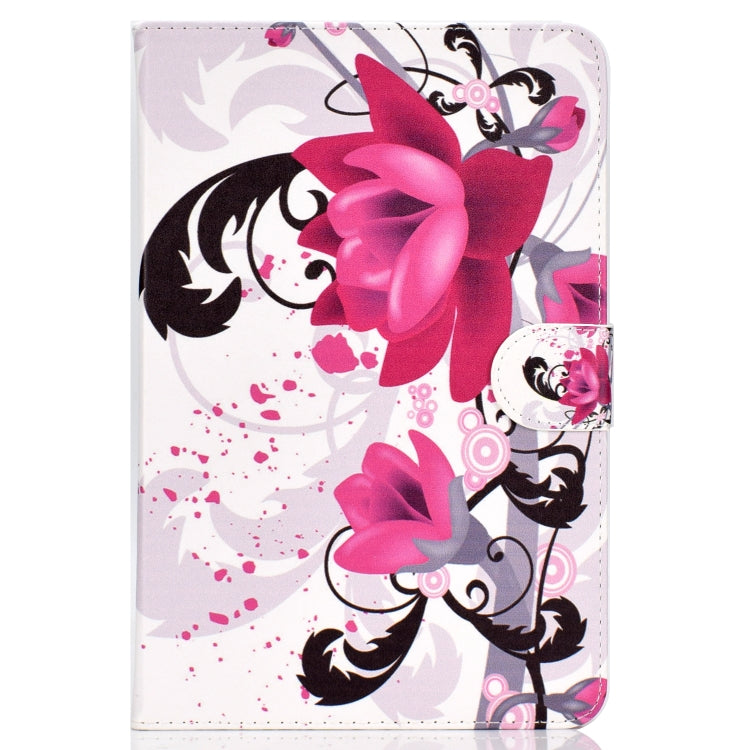 Colored Pattern Drawing Horizontal Flip PU Leather Case with Three-folding Holder for 10 inch Tablet PC(Flower) - 10 - 11 inch by buy2fix | Online Shopping UK | buy2fix