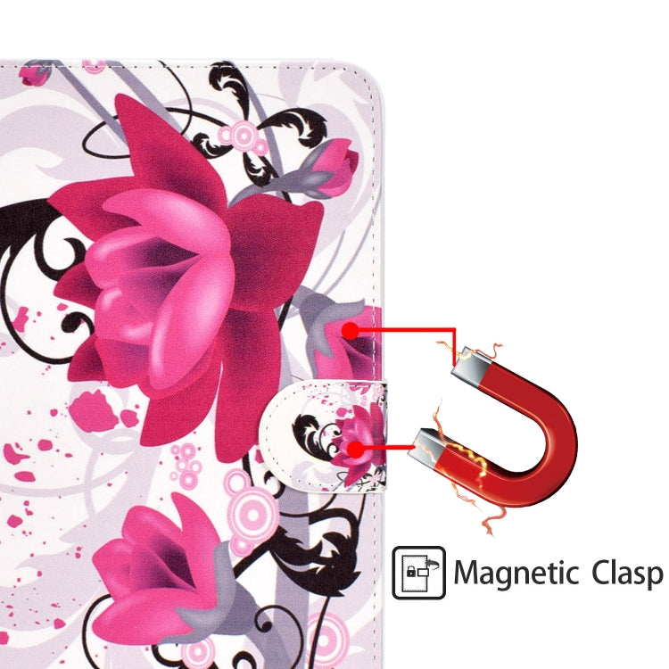Colored Pattern Drawing Horizontal Flip PU Leather Case with Three-folding Holder for 10 inch Tablet PC(Flower) - 10 - 11 inch by buy2fix | Online Shopping UK | buy2fix