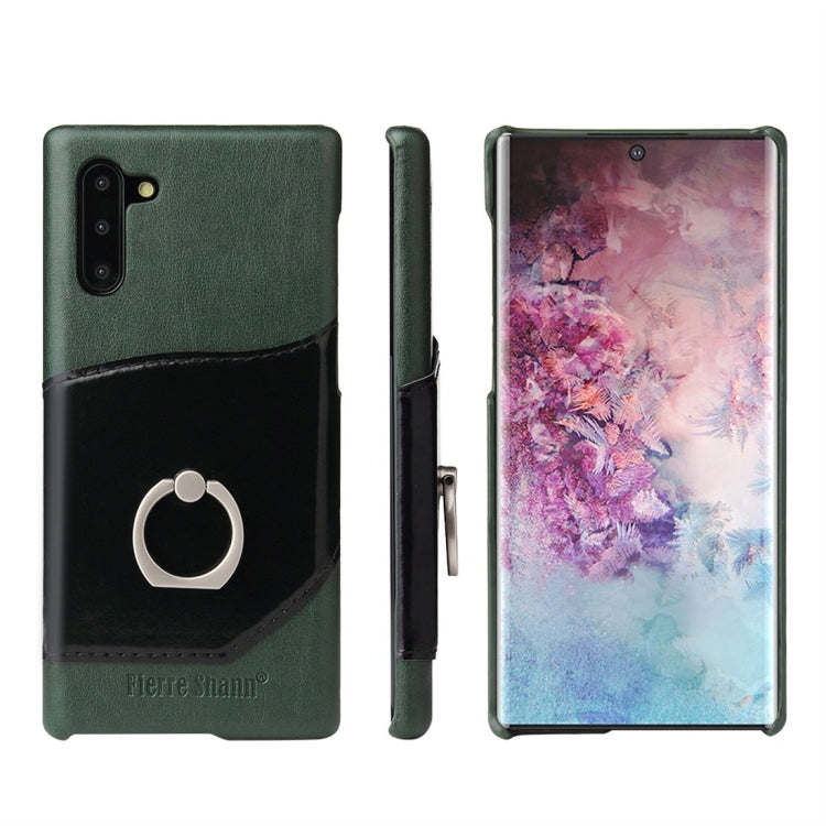 Fierre Shann Oil Wax Texture Genuine Leather Back Cover Case with 360 Degree Rotation Holder & Card Slot for Galaxy Note 10(Green) - Galaxy Phone Cases by FIERRE SHANN | Online Shopping UK | buy2fix