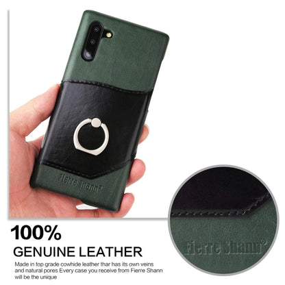 Fierre Shann Oil Wax Texture Genuine Leather Back Cover Case with 360 Degree Rotation Holder & Card Slot for Galaxy Note 10(Green) - Galaxy Phone Cases by FIERRE SHANN | Online Shopping UK | buy2fix