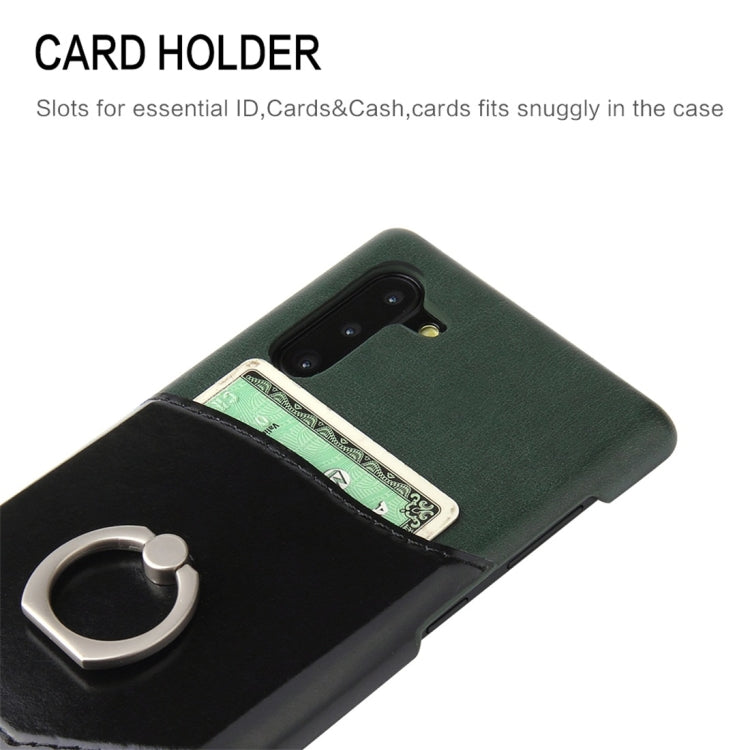 Fierre Shann Oil Wax Texture Genuine Leather Back Cover Case with 360 Degree Rotation Holder & Card Slot for Galaxy Note 10(Green) - Galaxy Phone Cases by FIERRE SHANN | Online Shopping UK | buy2fix
