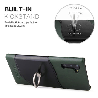 Fierre Shann Oil Wax Texture Genuine Leather Back Cover Case with 360 Degree Rotation Holder & Card Slot for Galaxy Note 10(Green) - Galaxy Phone Cases by FIERRE SHANN | Online Shopping UK | buy2fix