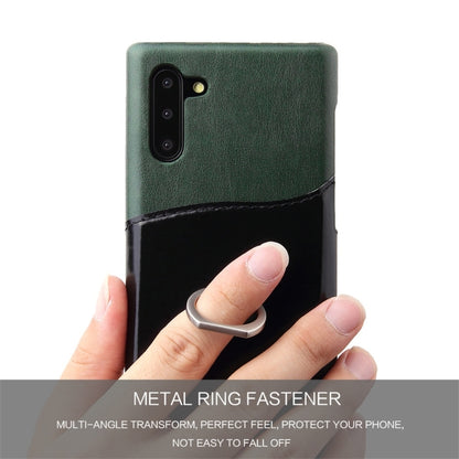 Fierre Shann Oil Wax Texture Genuine Leather Back Cover Case with 360 Degree Rotation Holder & Card Slot for Galaxy Note 10(Green) - Galaxy Phone Cases by FIERRE SHANN | Online Shopping UK | buy2fix