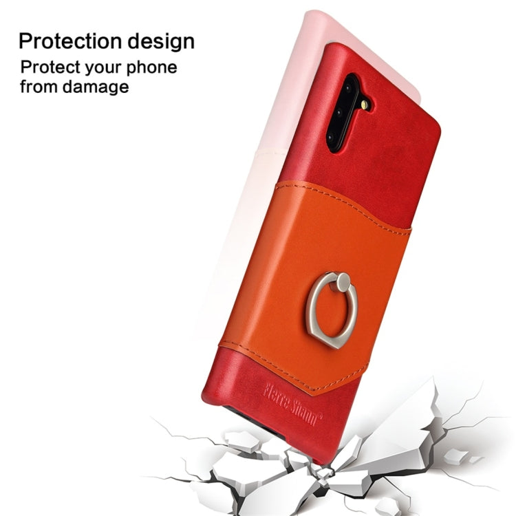 Fierre Shann Oil Wax Texture Genuine Leather Back Cover Case with 360 Degree Rotation Holder & Card Slot for Galaxy Note 10(Red) - Galaxy Phone Cases by FIERRE SHANN | Online Shopping UK | buy2fix