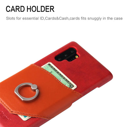Fierre Shann Oil Wax Texture Genuine Leather Back Cover Case with 360 Degree Rotation Holder & Card Slot for Galaxy Note 10+(Red) - Galaxy Phone Cases by buy2fix | Online Shopping UK | buy2fix