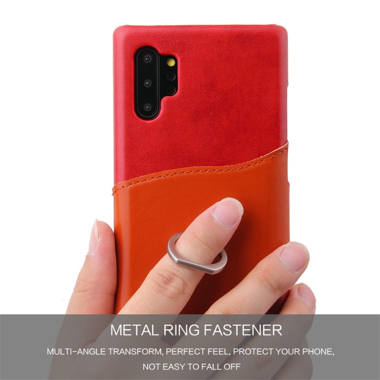 Fierre Shann Oil Wax Texture Genuine Leather Back Cover Case with 360 Degree Rotation Holder & Card Slot for Galaxy Note 10+(Red) - Galaxy Phone Cases by buy2fix | Online Shopping UK | buy2fix