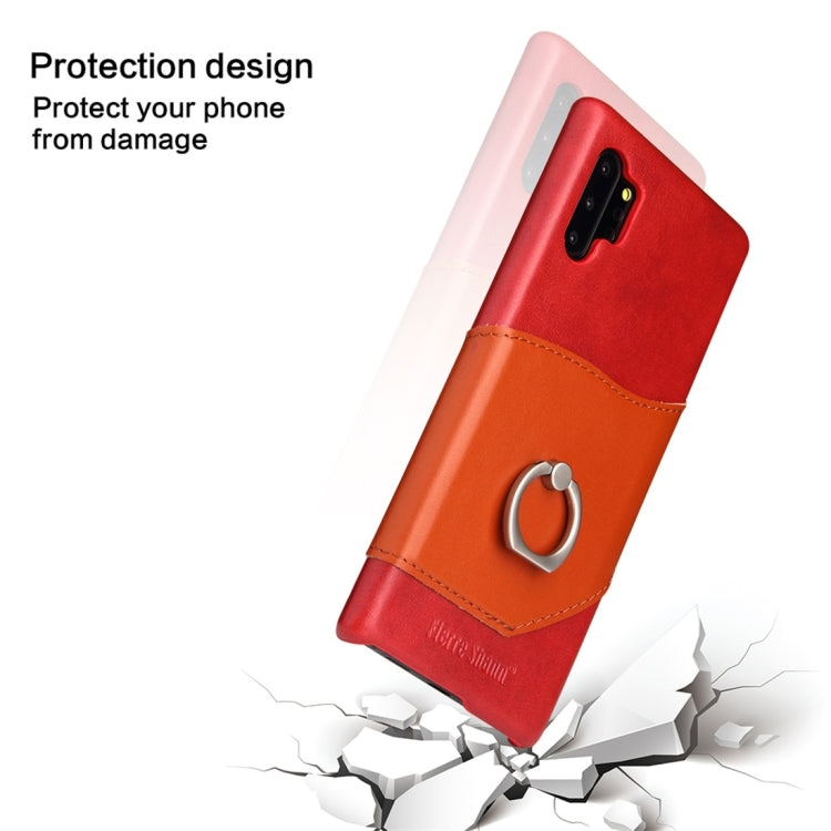 Fierre Shann Oil Wax Texture Genuine Leather Back Cover Case with 360 Degree Rotation Holder & Card Slot for Galaxy Note 10+(Red) - Galaxy Phone Cases by buy2fix | Online Shopping UK | buy2fix