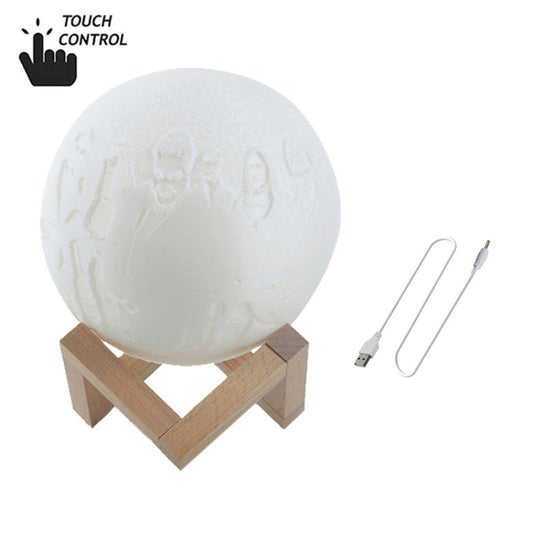 Customized Touch Switch 3-color 3D Print Moon Lamp USB Charging Energy-saving LED Night Light with Wooden Holder Base, Diameter:10cm by buy2fix