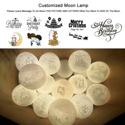 Customized Touch Switch 2-color 3D Print Moon Lamp USB Charging Energy-saving LED Night Light with Wooden Holder Base, Diameter:8cm by buy2fix