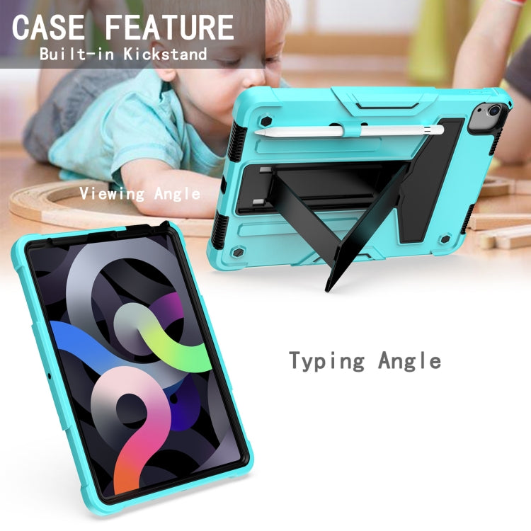 For iPad Air 2022 / 2020 10.9 / iPad Pro 11 T-shaped Bracket Contrast Color Shockproof PC + Silicone Protective Case(Mint Green+Black) - iPad Air (2022) / (2020) 10.9 Cases by buy2fix | Online Shopping UK | buy2fix