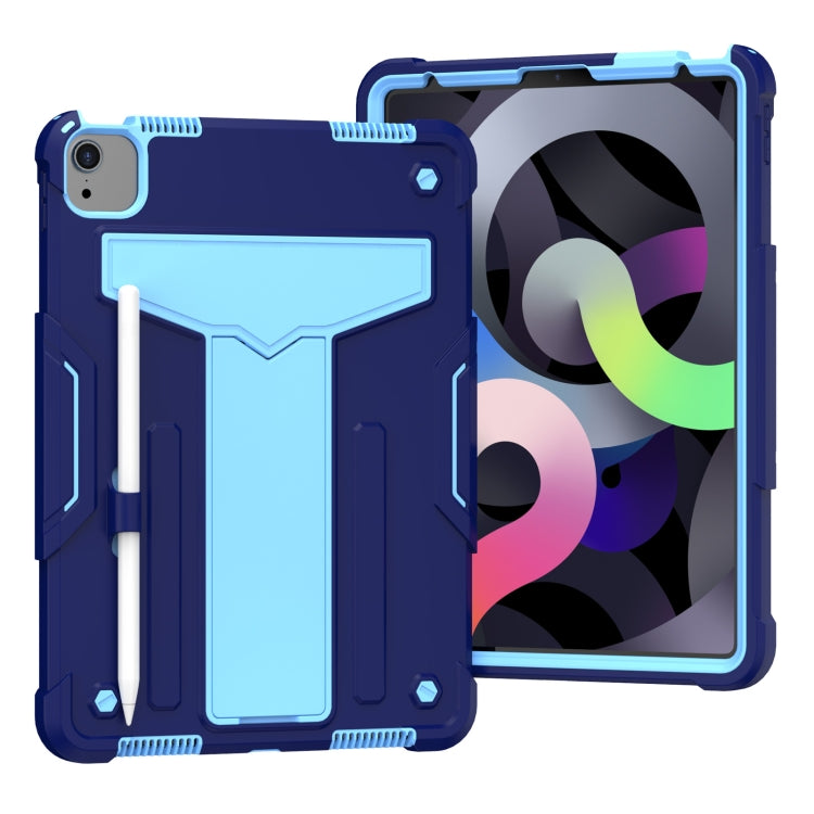 For iPad Air 2022 / 2020 10.9 / iPad Pro 11 T-shaped Bracket Contrast Color Shockproof PC + Silicone Protective Case(Navy+Blue) - iPad Air (2022) / (2020) 10.9 Cases by buy2fix | Online Shopping UK | buy2fix